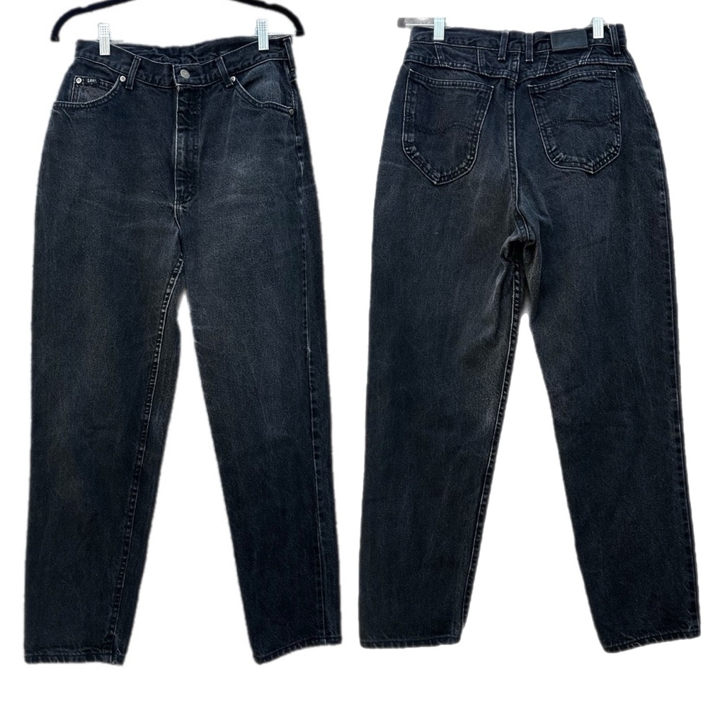 Vintage Lee Classic faded Black tapered high-rise Denim Jeans size 12M 29” waist